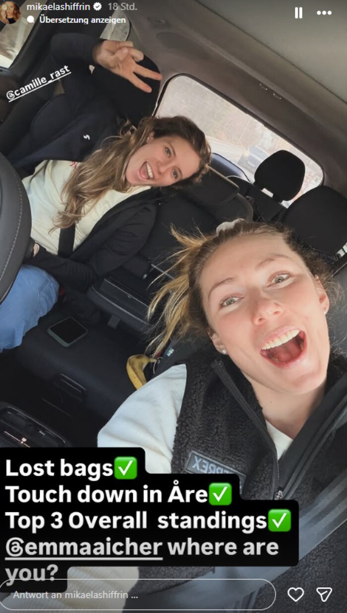 Mikaela Shiffrin und Camille Rast gemeinsam in Aare.