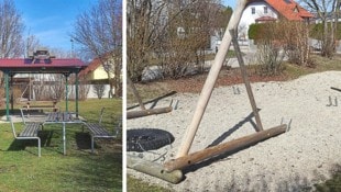 Spielgeräte wurden demoliert, eine Bank landete sogar auf einem Dach.