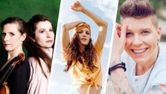 Auch dabei: Pianistin Clara Frühstück und Geigerin Maria Sawerthal (links) sowie die Podcasterin ...