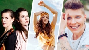 Auch dabei: Pianistin Clara Frühstück und Geigerin Maria Sawerthal (links) sowie die Podcasterin ...