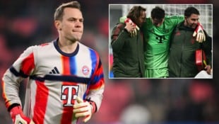 Der rekonvaleszente Manuel Neuer musste mit ansehen, wie sein Vertreter Jonas Urbig im ...