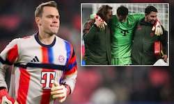 Der rekonvaleszente Manuel Neuer musste mit ansehen, wie sein Vertreter Jonas Urbig im ...