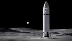 Das Starship Human Landing System soll horizontal oder vertikal (das Bild zeigt eine ...