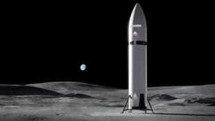 Das Starship Human Landing System soll horizontal oder vertikal (das Bild zeigt eine ...