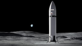 Das Starship Human Landing System soll horizontal oder vertikal (das Bild zeigt eine ...