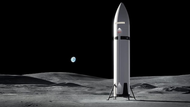Das Starship Human Landing System soll horizontal oder vertikal (das Bild zeigt eine ...
