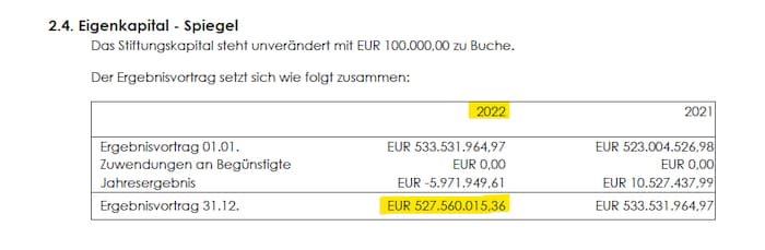 Auszug aus dem Jahresabschluss 2022