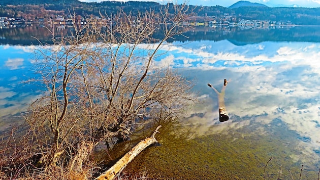 Blick auf den Wörthersee von Velden aus im Vorfrühling: Noch ist es ruhig am See. Geschätzt wird ...