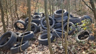 Das Forstholz in St. Florian wurde mit LKW- und Autoreifen zugemüllt.