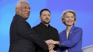 Der ukrainische Staatschef kann sich weiterhin auf die Hilfe der EU (hier im Bild ...