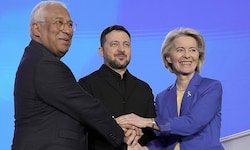 Der ukrainische Staatschef kann sich weiterhin auf die Hilfe der EU (hier im Bild ...