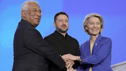 Der ukrainische Staatschef kann sich weiterhin auf die Hilfe der EU (hier im Bild ...