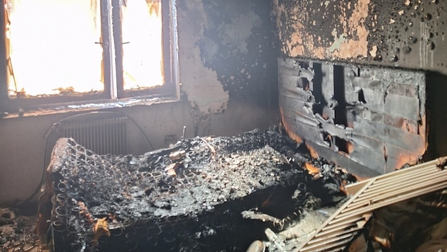 Beim zweiten Mal brach das Feuer im Schlafzimmer aus.