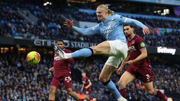 Kann sich City-Stürmer Erling Haaland heute gegen West Hams Verteidiger durchsetzen?