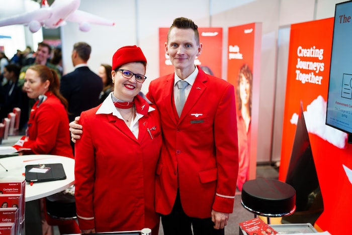 Besonders viele Fragen mussten Anne und Philipp von den Austrian Airlines beantworten.