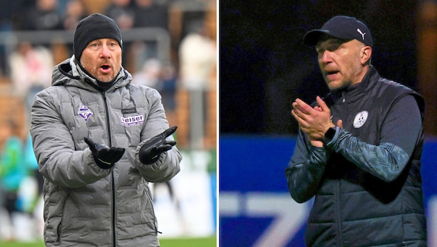 Christian Schaider (li.) und Danny Galm treffen im Derby zwischen Austria Salzburg dem FC ...