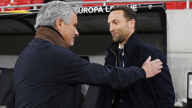 Als WAC-Coach traf Ferdinand Feldhofer (re.) einst auf Trainer-Star Jose Mourinho.