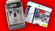 Zwei von mehreren tollen Preisen: einen Philips-Kaffeevollautomaten und eine PlayStation 5 Slim ...