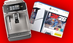 Zwei von mehreren tollen Preisen: einen Philips-Kaffeevollautomaten und eine PlayStation 5 Slim ...