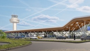 So soll der Salzburger Flughafen nach dem Umbau aussehen. Ab 2027 soll der erste Bauabschnitt ...