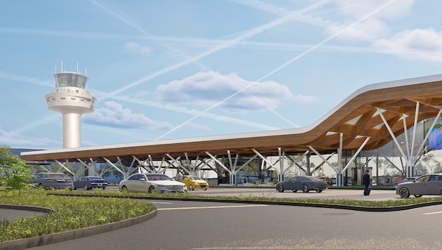 So soll der Salzburger Flughafen nach dem Umbau aussehen. Ab 2027 soll der erste Bauabschnitt ...