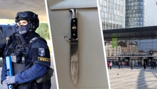 Der 38-Jährige hielt sich im Wartebereich am Wiener Hauptbahnhof auf und hielt ein Messer in der ...