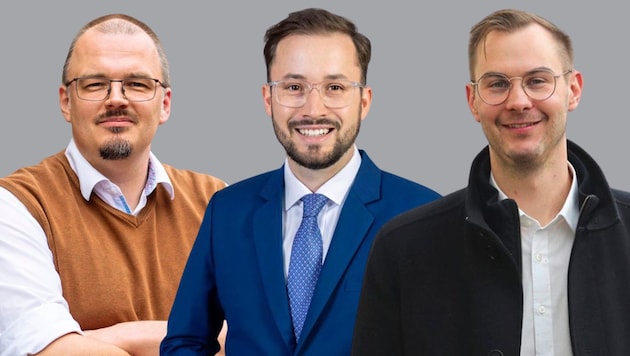 Mögliche Koalitionspartner: Jakob Matscheko (KPÖ, links), Florian Wernbacher (FPÖ, Mitte) und ...