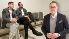 Festwochen-Intendant Milo Rau (links) mit seinem Anwalt im Wiener Landesgericht. Strache selbst ...