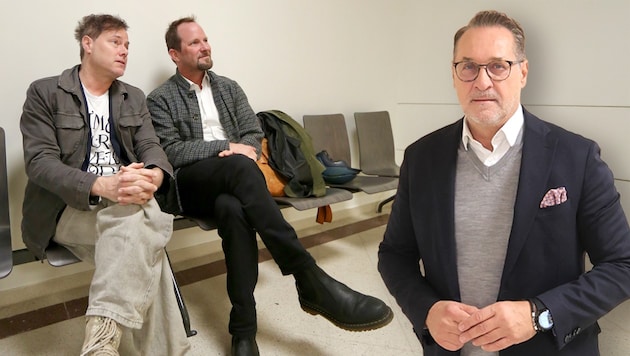 Festwochen-Intendant Milo Rau (links) mit seinem Anwalt im Wiener Landesgericht. Strache selbst ...