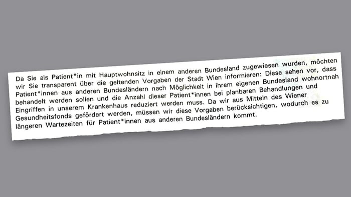 Absage der Wiener Klinik an Gertrud Opitz aus dem Bezirk Mödling