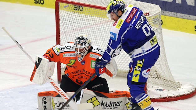 VSV prallte im Play-off immer wieder an Graz-Keeper Maxime Lagace ab.