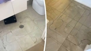 Die Striche ziehen sich über mehrere Räume.