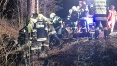 Rasch eilte die Feuerwehr heran, um den Lenker aus dem Unfallwrack zu befreien.