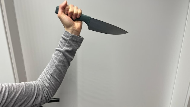 Mit einem Küchenmesser ging die 43-Jährige auf ihren Lebensgefährten los – die Polizei konnte ...