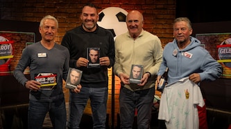 Moderator Hannes Steiner mit Ilco Naumoski und den Experten Kurt Garger und Frenkie Schinkels