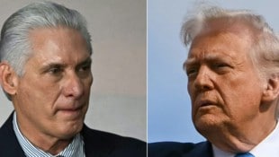 Von links: Kubas Präsident Miguel Díaz-Canel, US-Präsident Donald Trump
