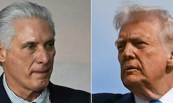 Von links: Kubas Präsident Miguel Díaz-Canel, US-Präsident Donald Trump