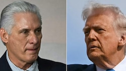 Von links: Kubas Präsident Miguel Díaz-Canel, US-Präsident Donald Trump