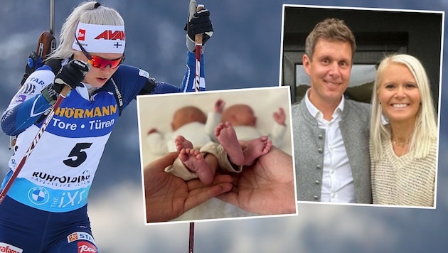 Die ehemalige Profi-Biathletin Mari Eder (li.) und ihr Ehemann Benjamin Eder, ebenfalls ...