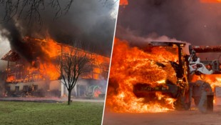 Der Stall brannte lichterloh – so wie auch landwirtschaftliche Fahrzeuge.