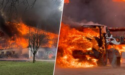 Der Stall brannte lichterloh – so wie auch landwirtschaftliche Fahrzeuge.