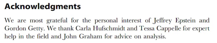 „Wir sind sehr dankbar für das persönliche Engagement von Jeffrey Epstein“ steht in der ...