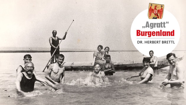 Badespaß am Neusiedler See um 1925.