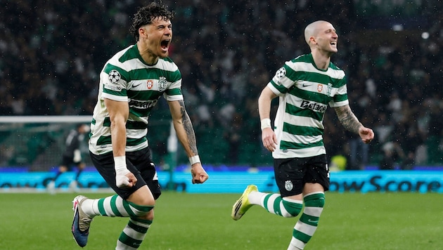 There was wild celebration among the Sporting players, as they managed to pull off a comeback ...