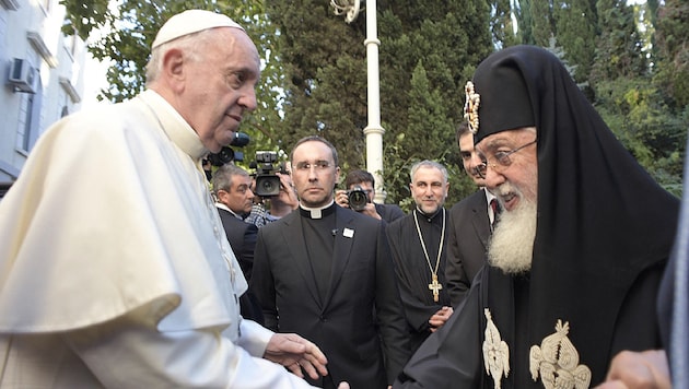 Papst Franziskus und der Patriarch Ilia II. 2016 bei einem Besuch in Georgien