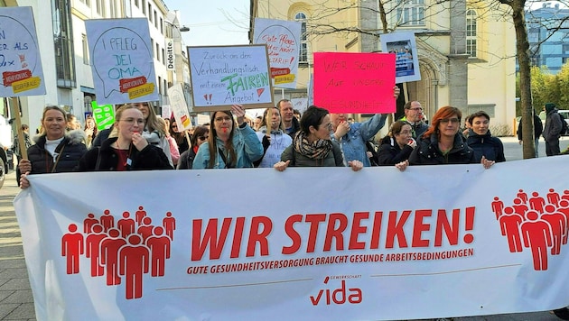 Streik der oberösterreichischen Ordensspitäler in Linz (Archivbild)