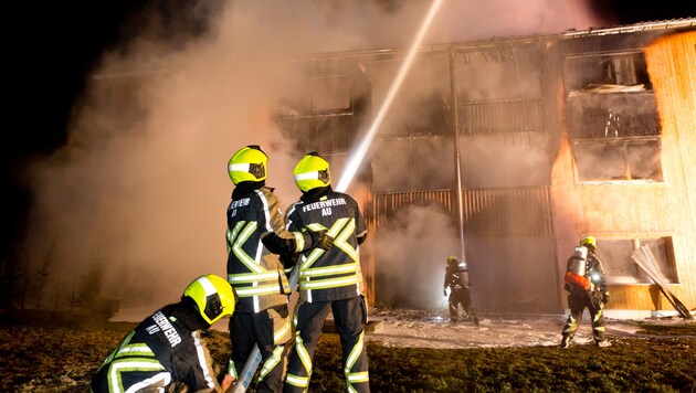 The entire facade was engulfed in flames.