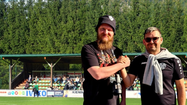 Alex Matzka (l.) war schon in Riegerting (hier mit Obmann Markus Weissenbrunner), Bad Goisern ...