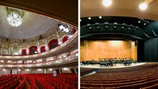 Links die Komische Oper Berlin, rechts das Salzburger Festspielhaus. Beide sind sie ...