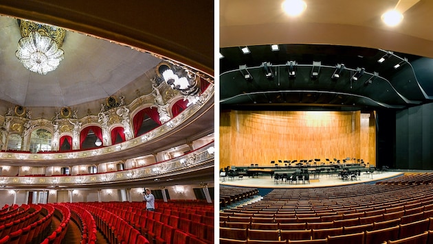 Links die Komische Oper Berlin, rechts das Salzburger Festspielhaus. Beide sind sie ...